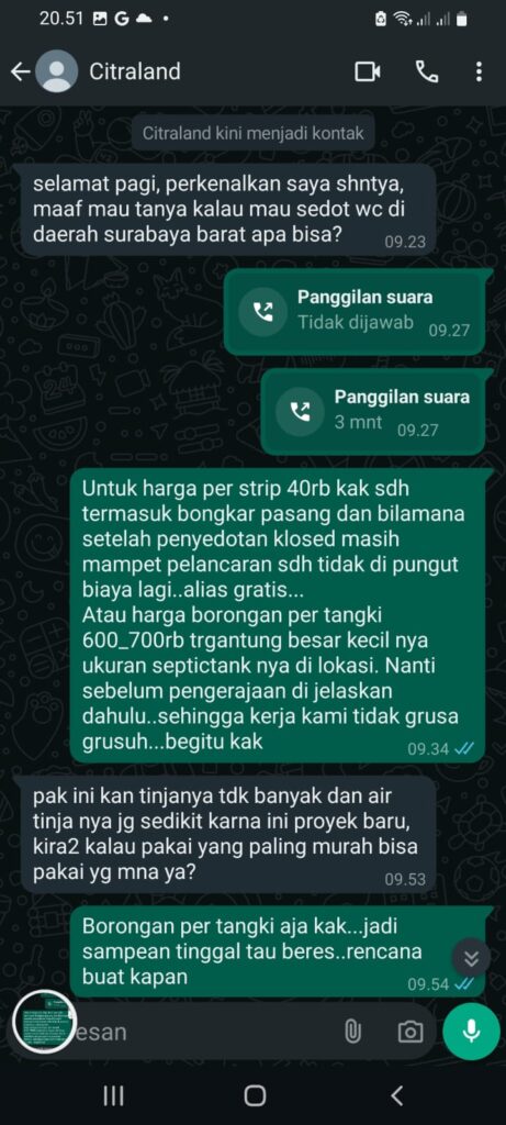 Jasa Sedot WC - Testimonial 1